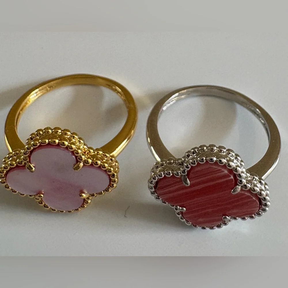 Two 18k Plated over stainless steel clover rings! Both size 6.